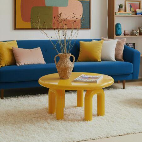 Tavolino da salotto effetto laccato rotondo Ø80 cm