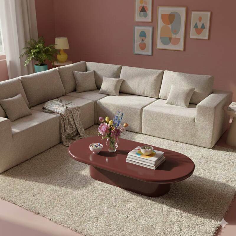 Tavolino da salotto effetto laccato ovale 100x70 cm