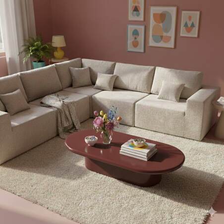 Tavolino da salotto effetto laccato ovale 100x70 cm