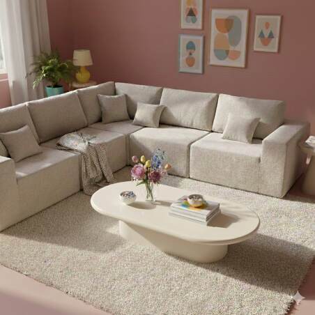 Tavolino da salotto effetto laccato ovale 100x70 cm