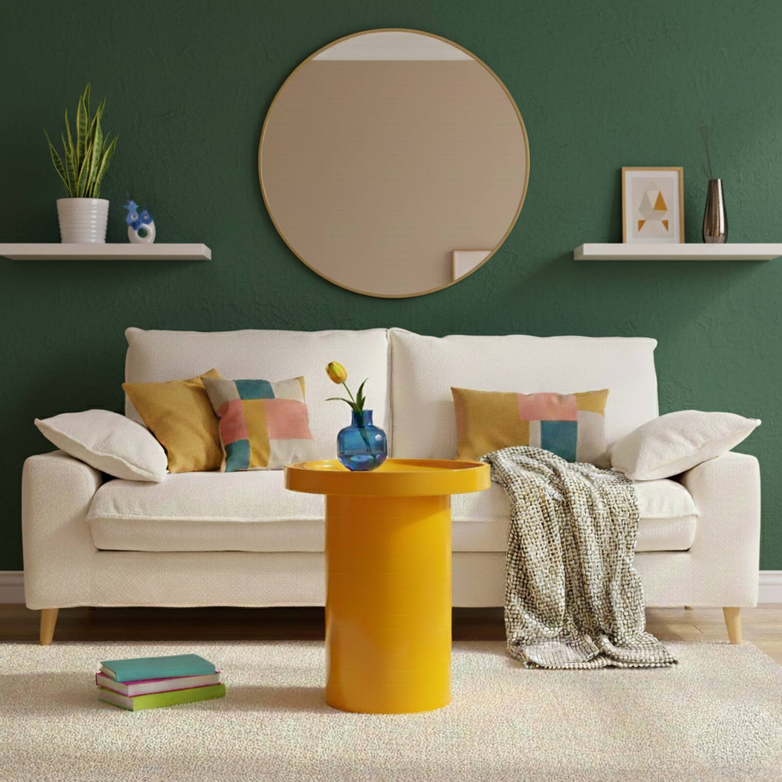 Tavolino da salotto effetto laccato rotondo Ø40 cm