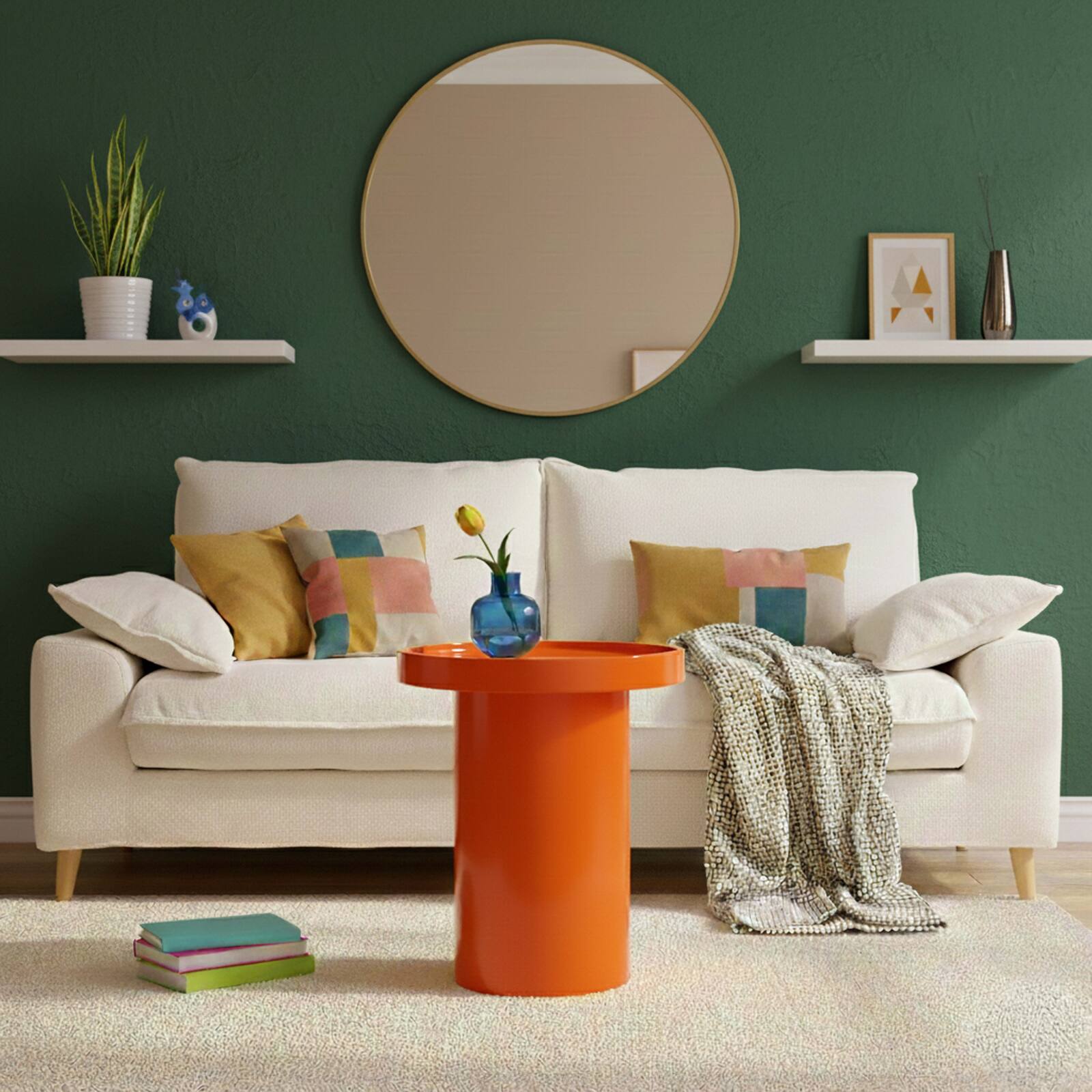 Tavolino da salotto effetto laccato rotondo Ø40 cm