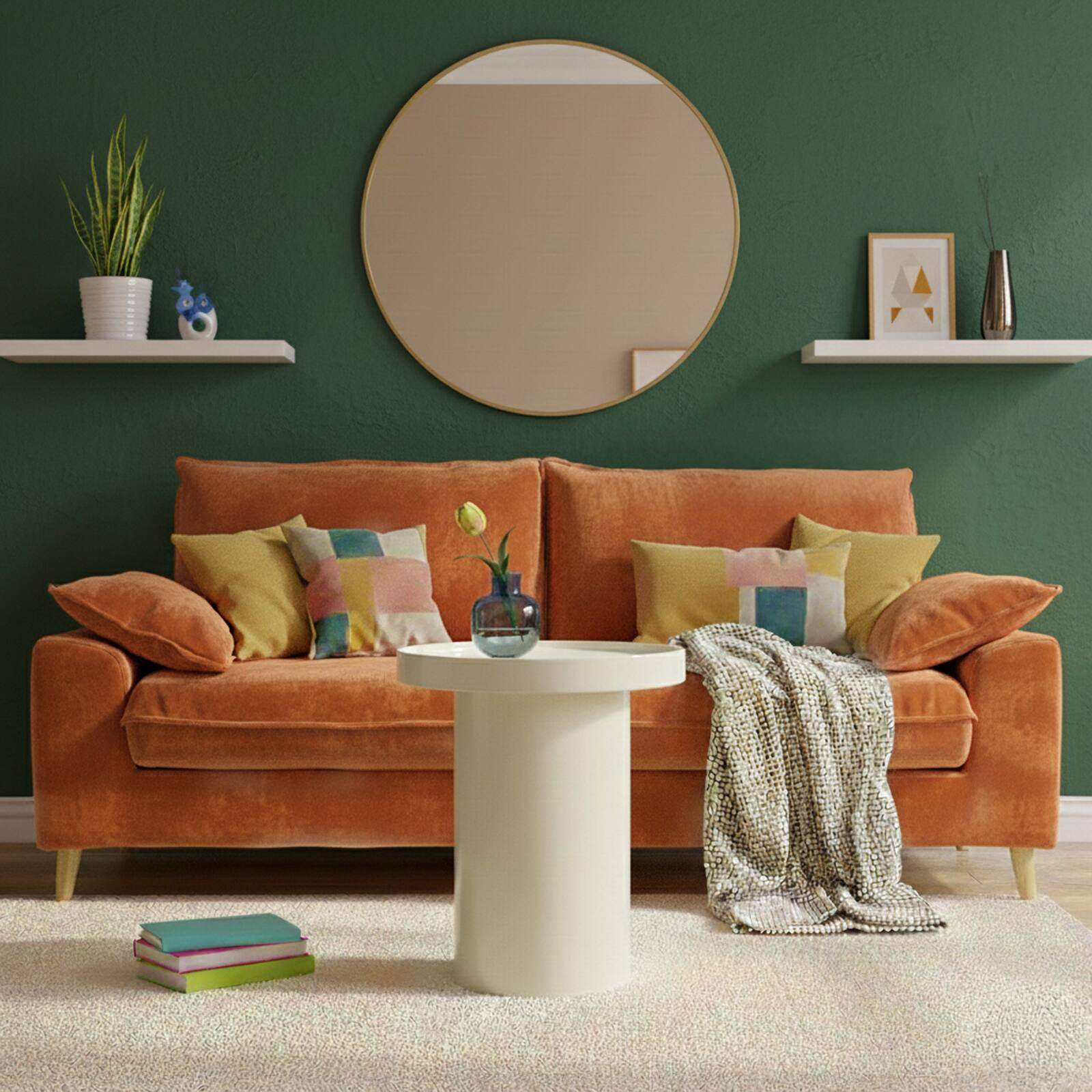 Tavolino da salotto effetto laccato rotondo Ø40 cm