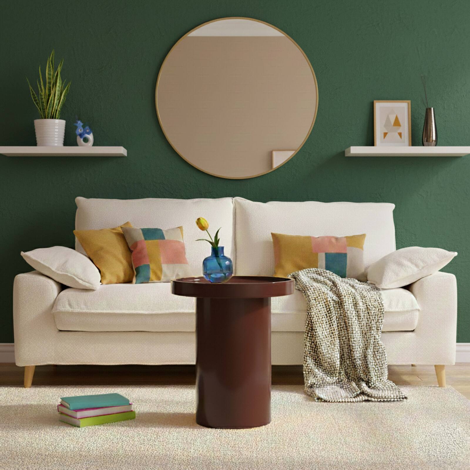 Tavolino da salotto effetto laccato rotondo Ø40 cm