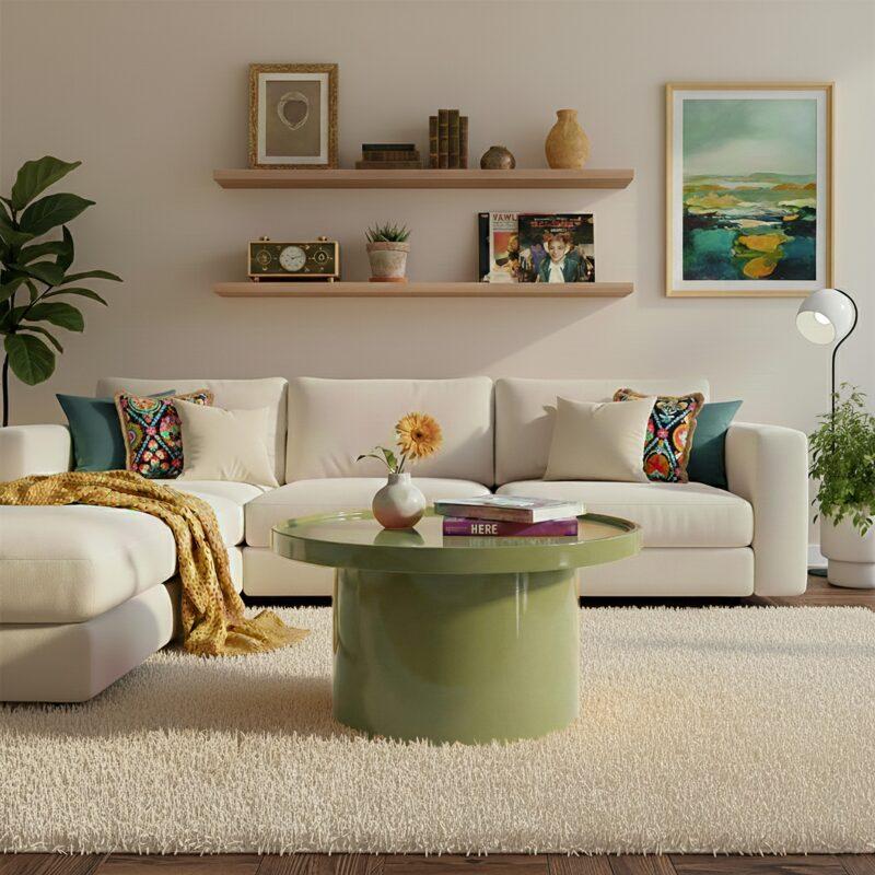 Tavolino da salotto effetto laccato rotondo Ø70 cm