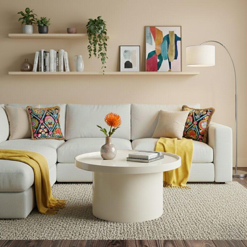 Tavolino da salotto effetto laccato rotondo Ø70 cm