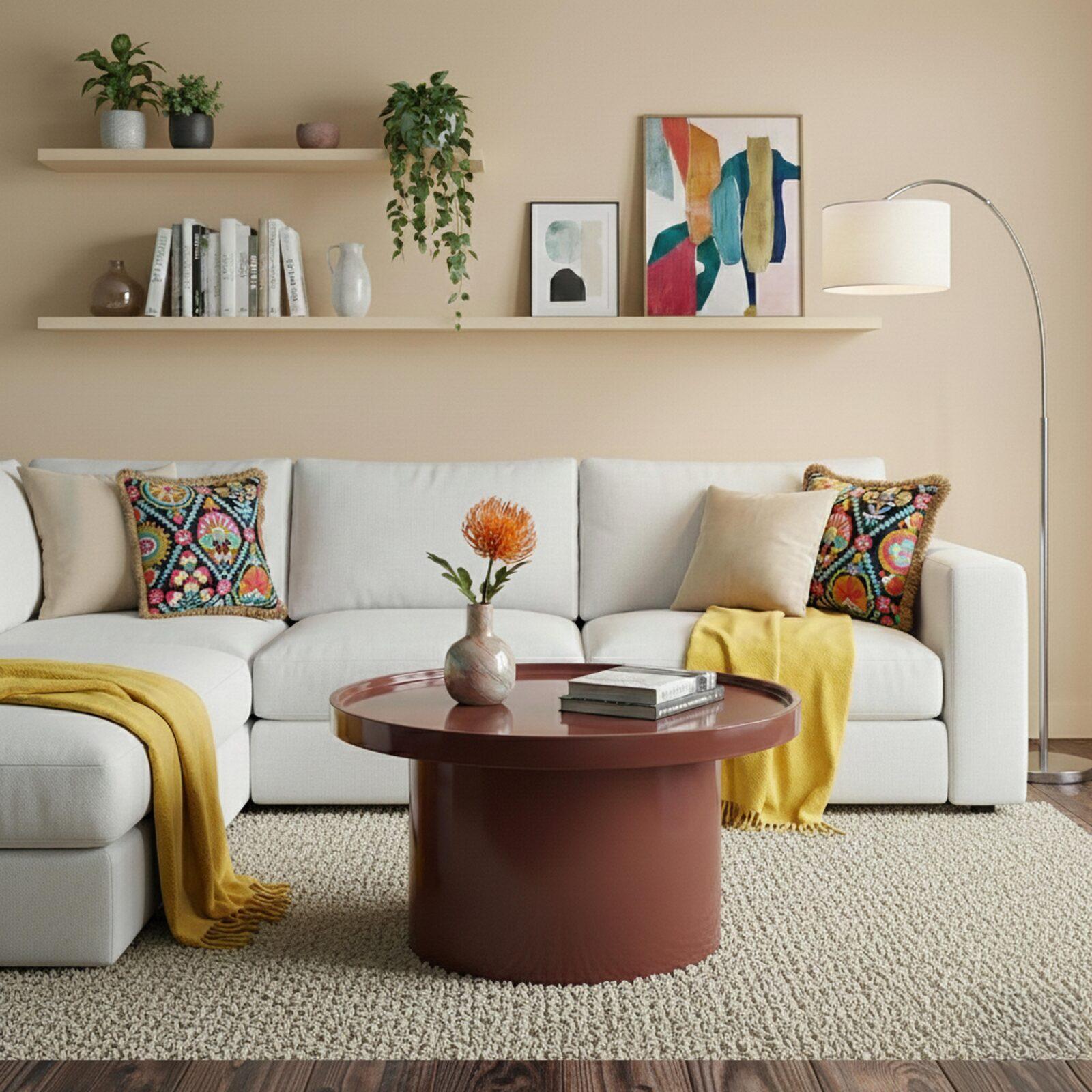 Tavolino da salotto effetto laccato rotondo Ø70 cm