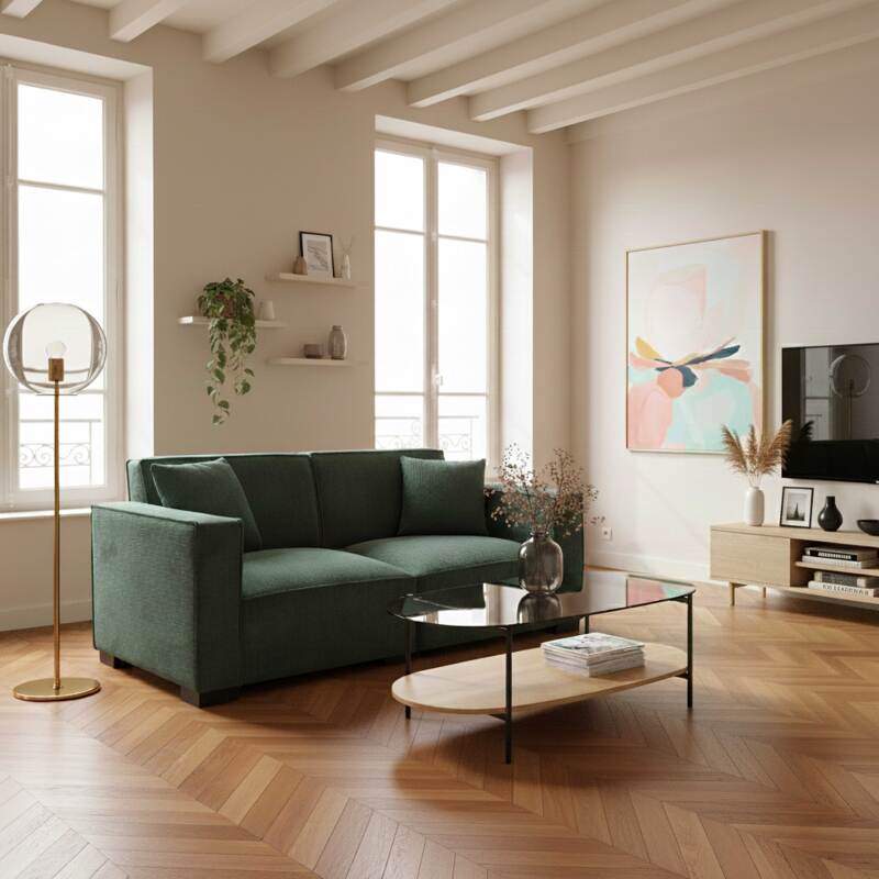 Tavolino da salotto in vetro e effetto legno ovale  120 x 55 x 40 cm (5/6)