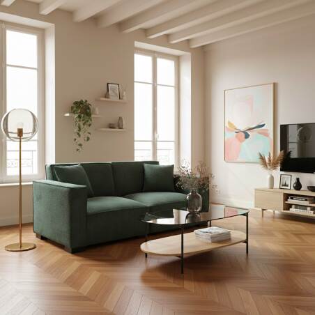 Tavolino da salotto in vetro e effetto legno ovale  120 x 55 x 40 cm (5/6)