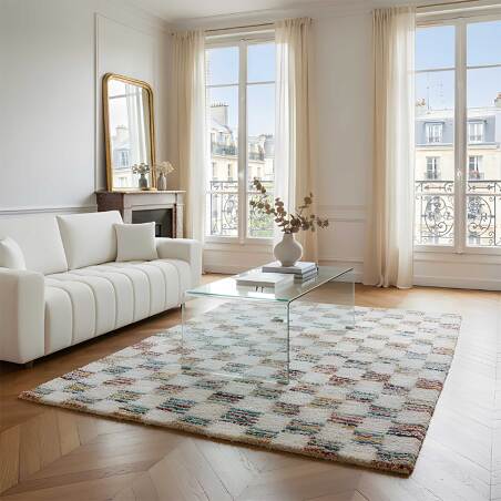 Tappeto motivo geometrico shaggy a pelo lungo rettangolare