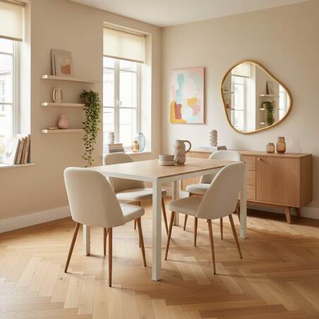 Tavolo da pranzo rettangulare in metallo e effetto legno 4 persone