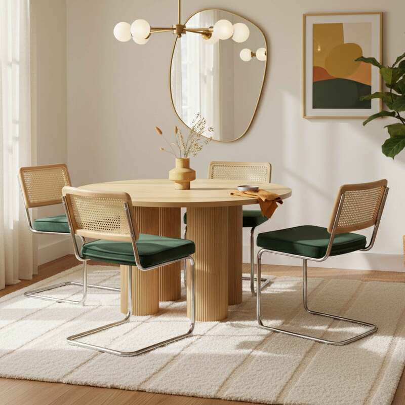 Sedie in velluto e metallo con schienale in stile intreccio - Set di 2