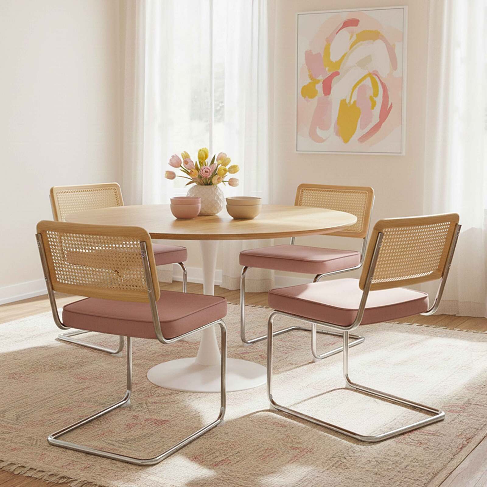 Sedie in velluto e metallo con schienale in stile intreccio - Set di 2