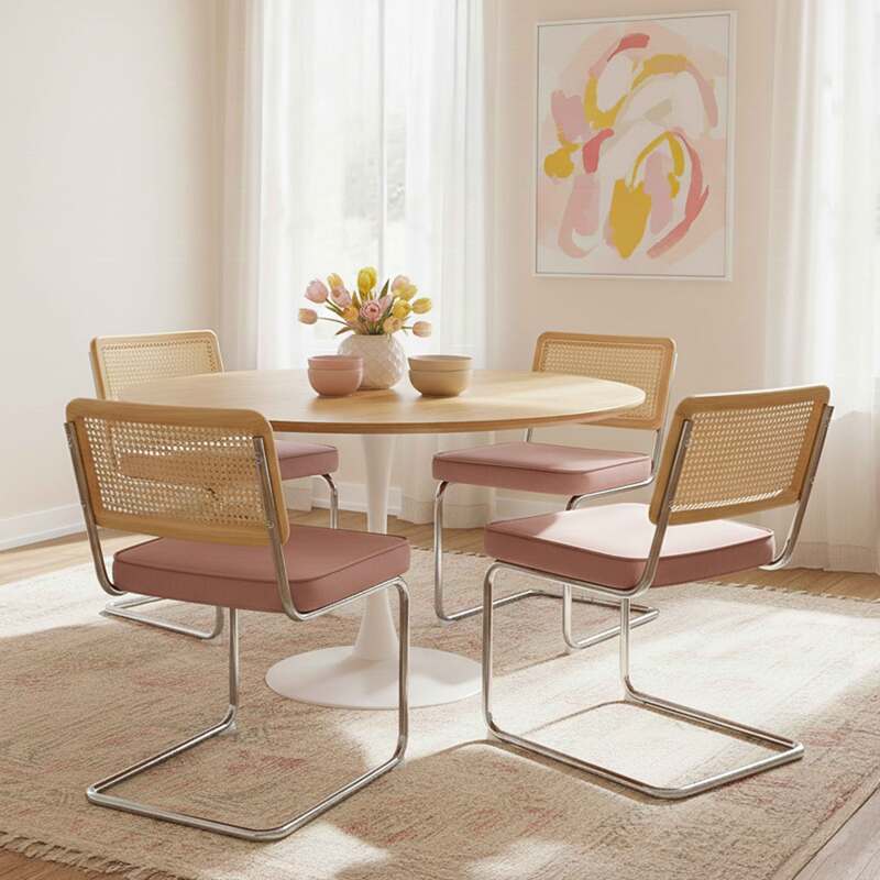 Sedie in velluto e metallo con schienale in stile intreccio - Set di 2