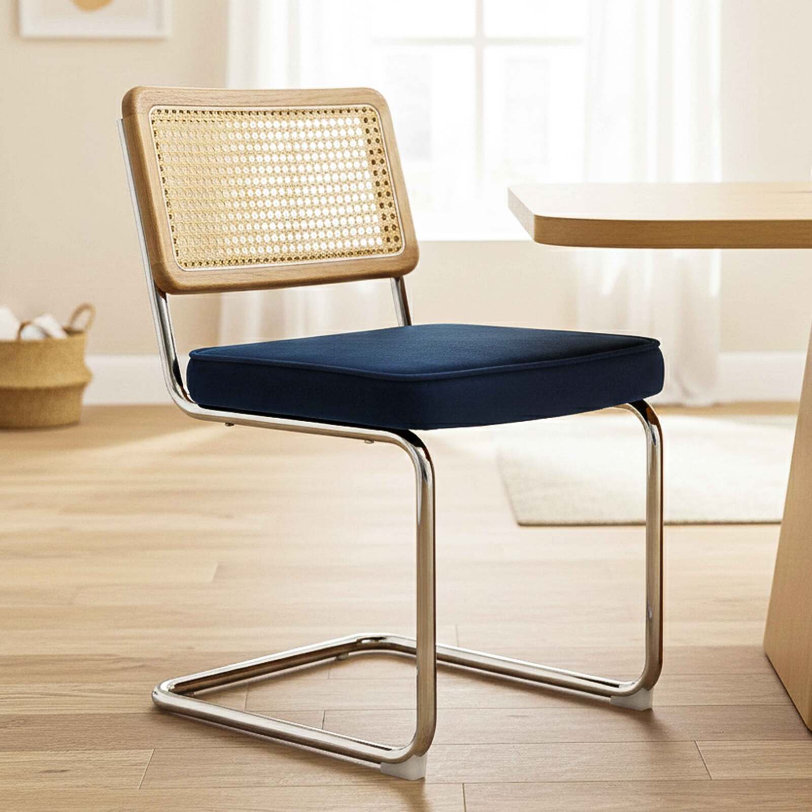 Sedie in velluto e metallo con schienale in stile intreccio - Set di 2