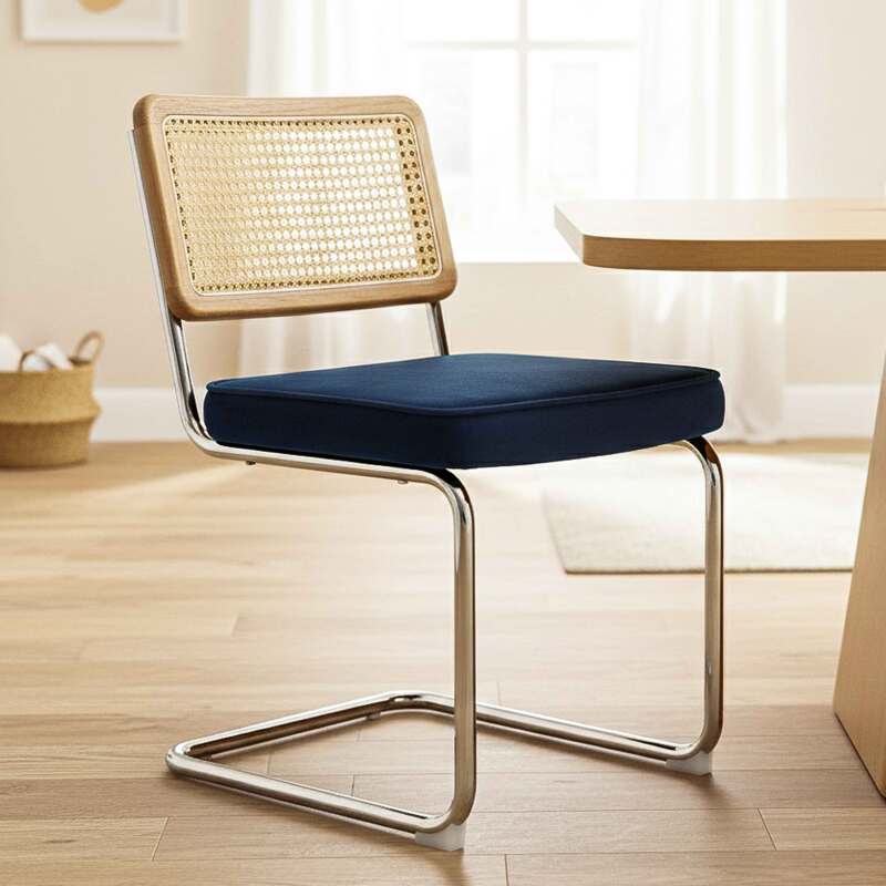 Sedie in velluto e metallo con schienale in stile intreccio - Set di 2 (2/7)