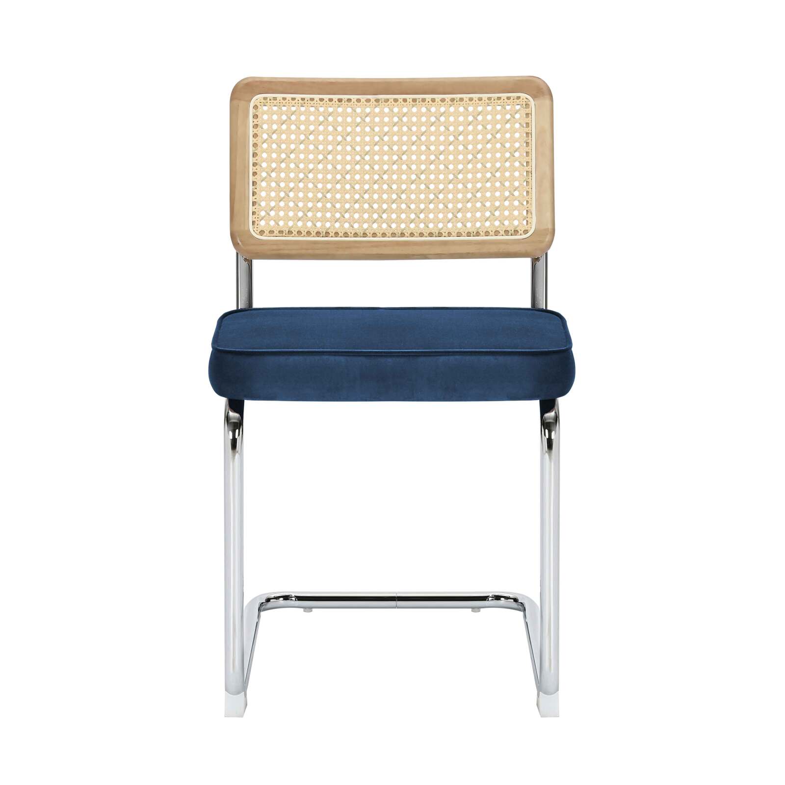 Sedie in velluto e metallo con schienale in stile intreccio - Set di 2