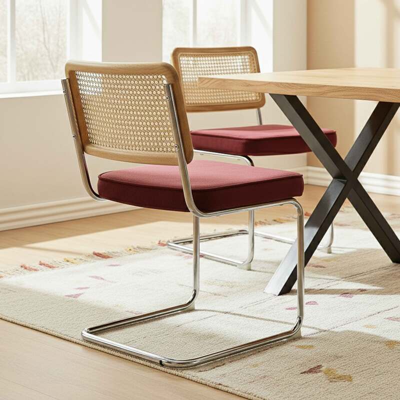 Sedie in velluto e metallo con schienale in stile intreccio - Set di 2 (2/7)