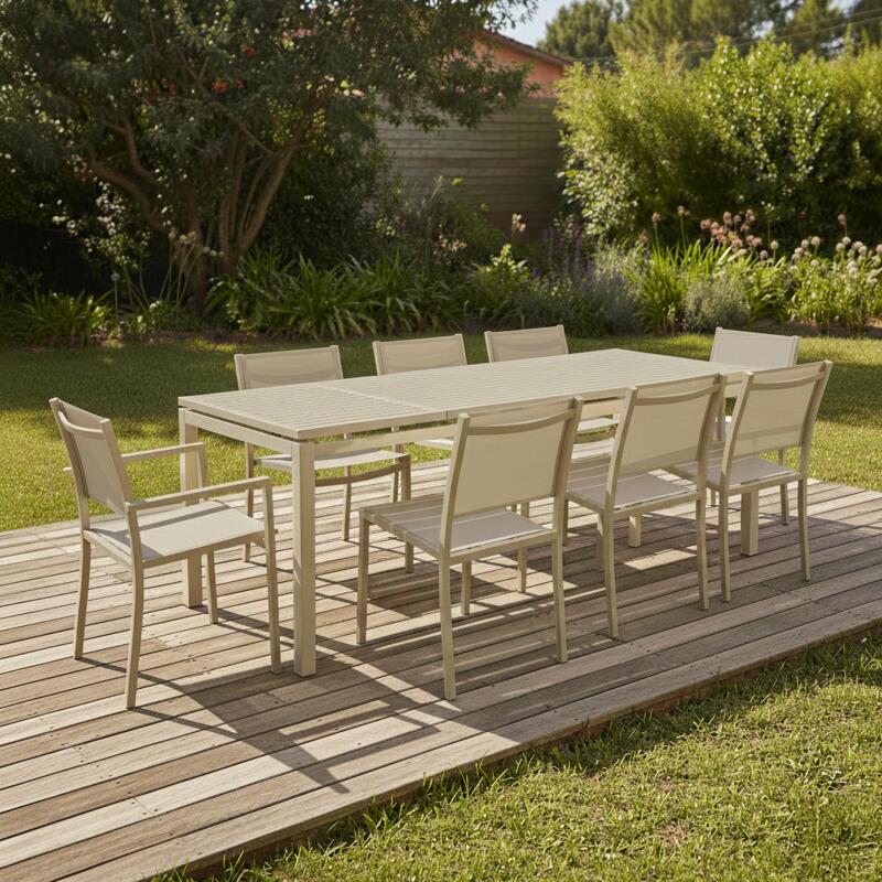 Tavolo da giardino allungabile in alluminio 8 a 10 persone 180/240x90 cm (8/9)