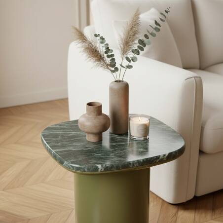 Tavolino da salotto in marmo quadrato 42x42 cm stile retrò (2/4)