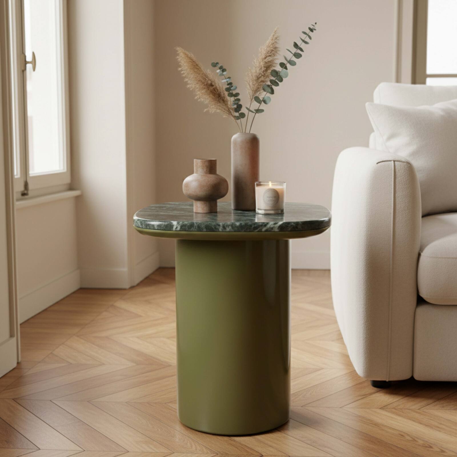 Tavolino da salotto in marmo quadrato 42x42 cm stile retrò