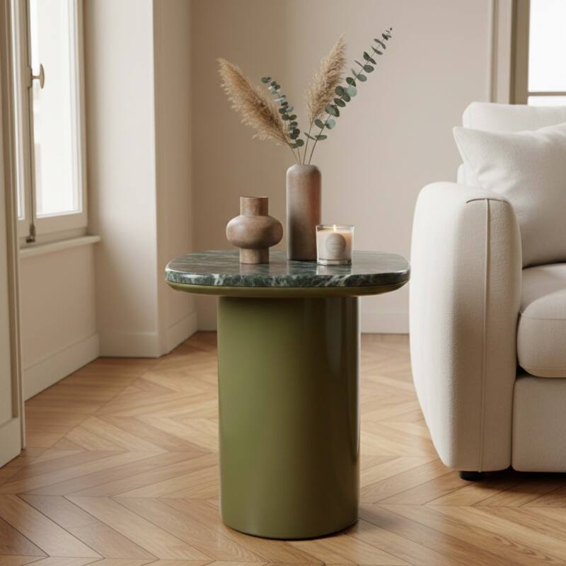 Tavolino da salotto in marmo quadrato 42x42 cm stile retrò