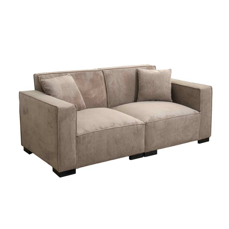 Divano 2 posti in velluto a coste con cuscini