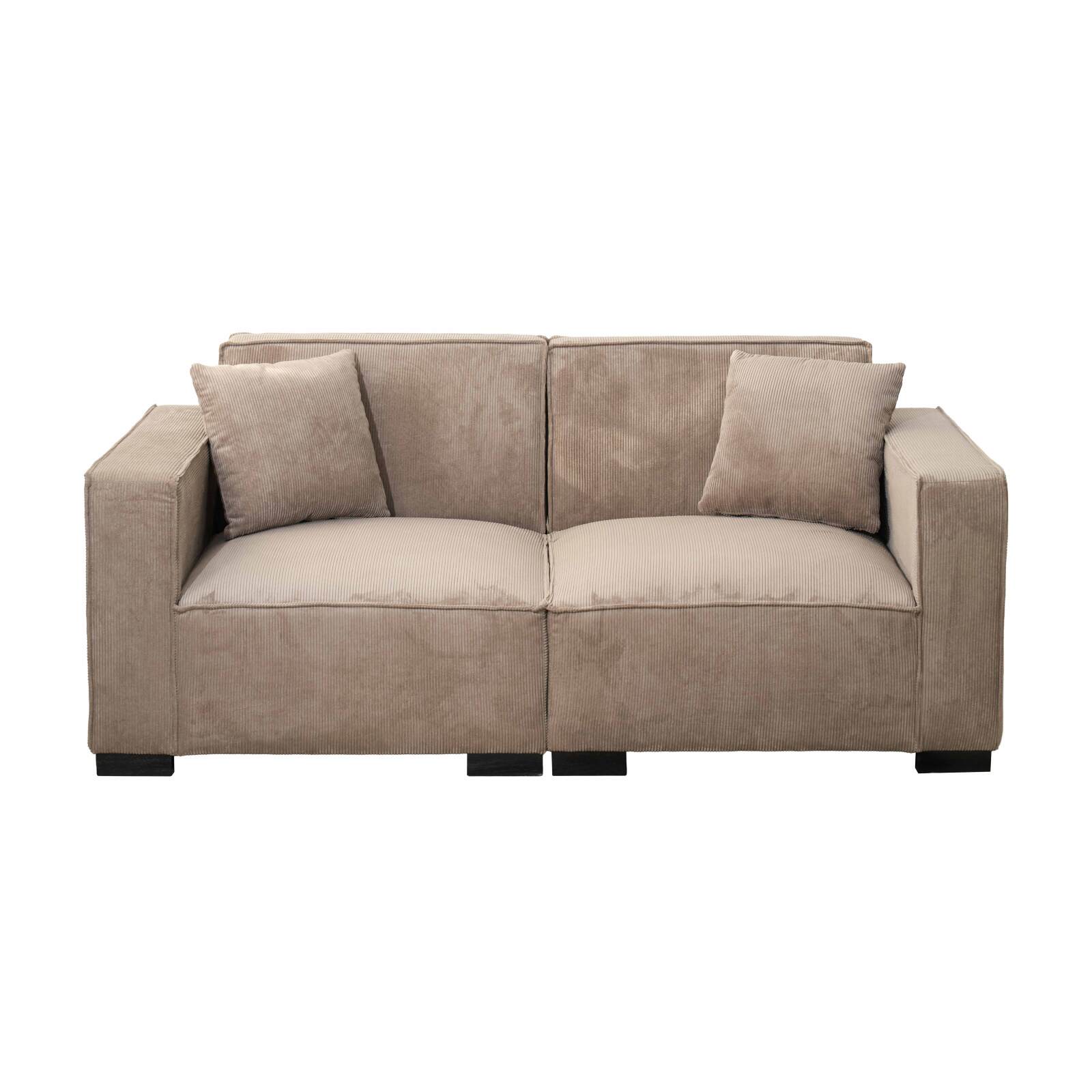 Divano 2 posti in velluto a coste con cuscini