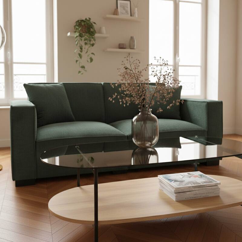 Divano 2 posti in velluto a coste con cuscini (8/9)