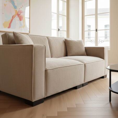 Divano 2 posti in velluto a coste con cuscini (2/6)