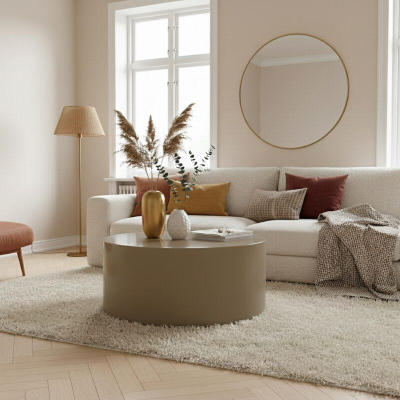 Tavolino da salotto effetto laccato rotondo Ø80 cm stile retrò