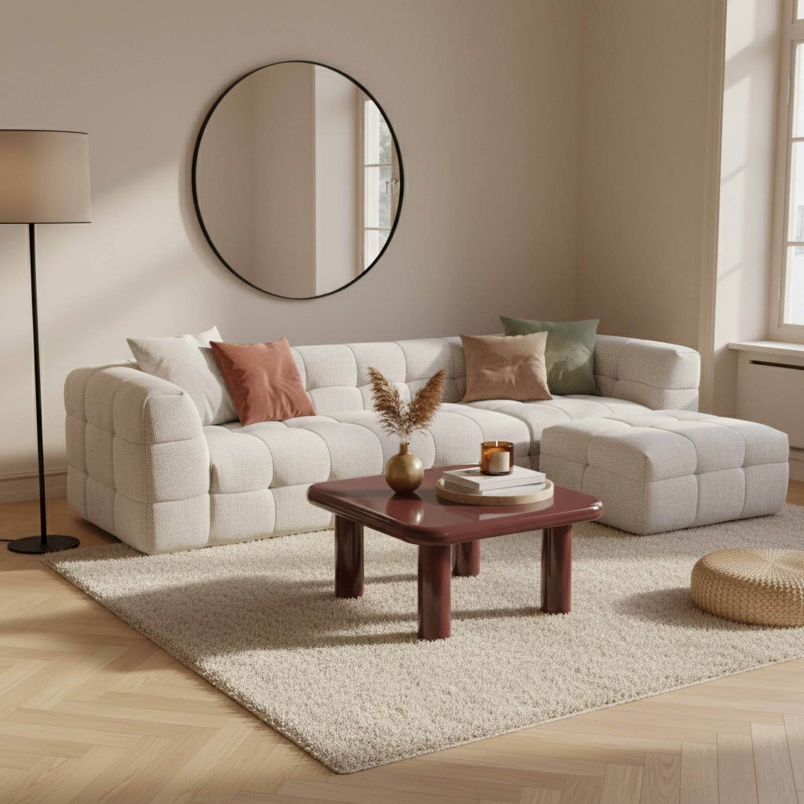 Tavolino da salotto effetto laccato quadrata 75x75 cm stile retrò