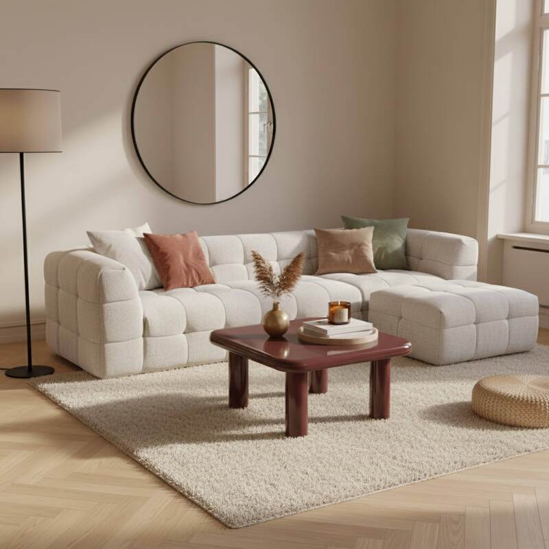 Tavolino da salotto effetto laccato quadrata 75x75 cm stile retrò (2/4)