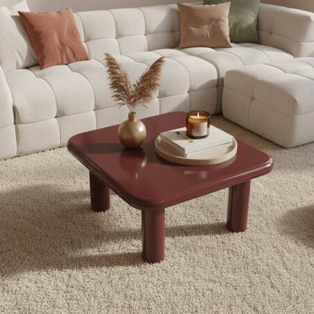 Tavolino da salotto effetto laccato quadrata 75x75 cm stile retrò