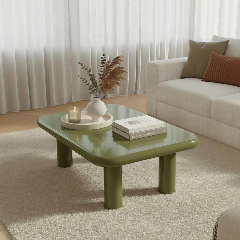 Tavolino da salotto effetto laccato rettangolare 100x60 cm stile retrò (2/4)