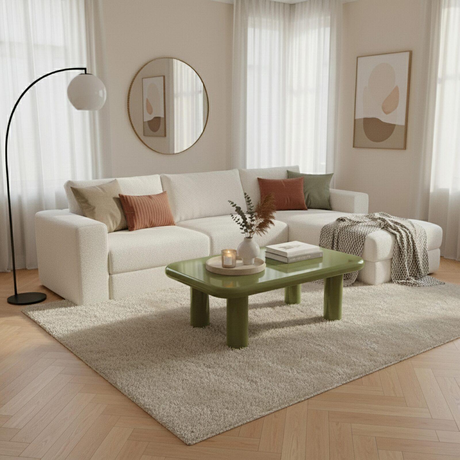 Tavolino da salotto effetto laccato rettangolare 100x60 cm stile retrò