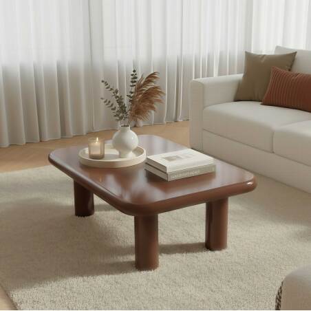 Tavolino da salotto effetto laccato rettangolare 100x60 cm stile retrò (2/4)