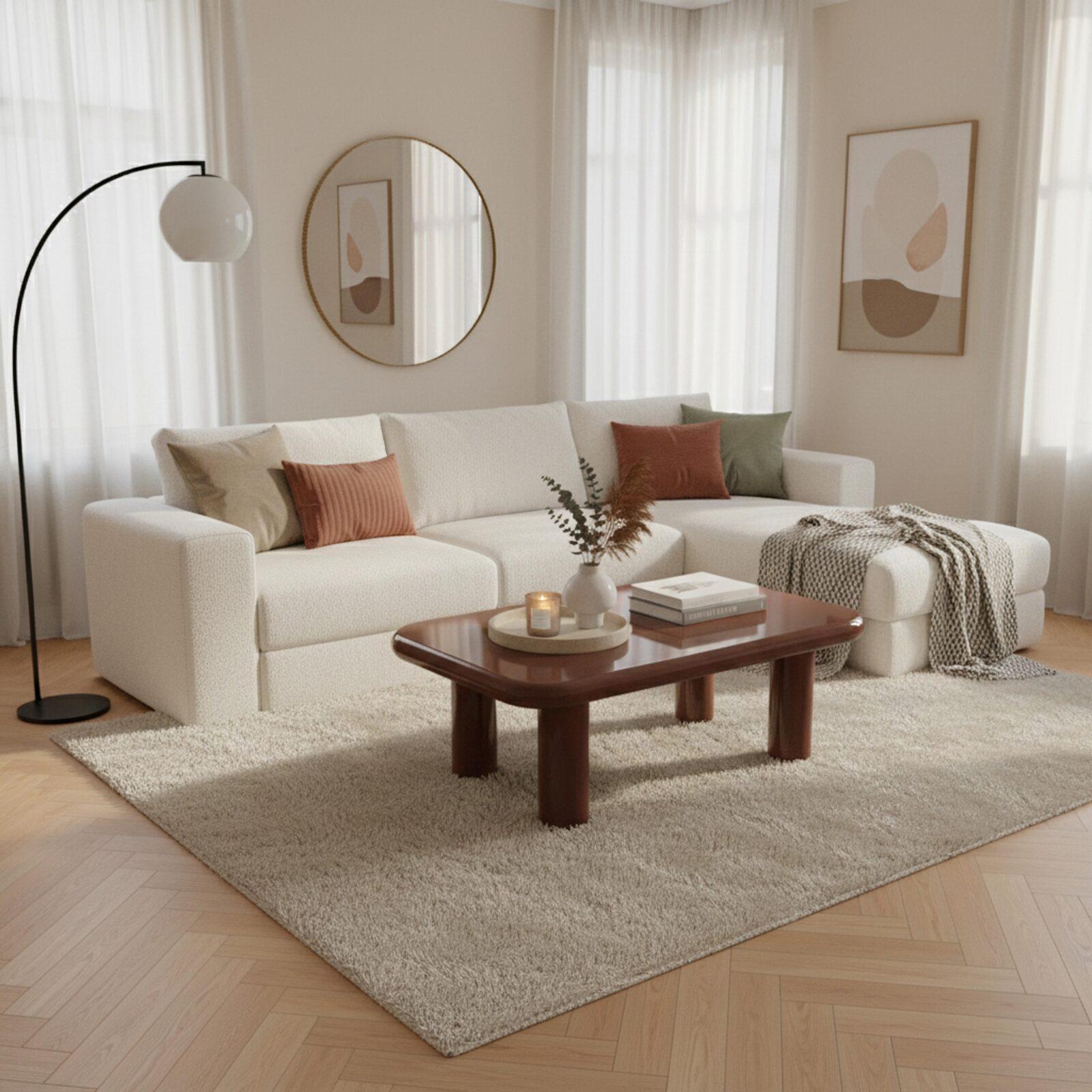 Tavolino da salotto effetto laccato rettangolare 100x60 cm stile retrò