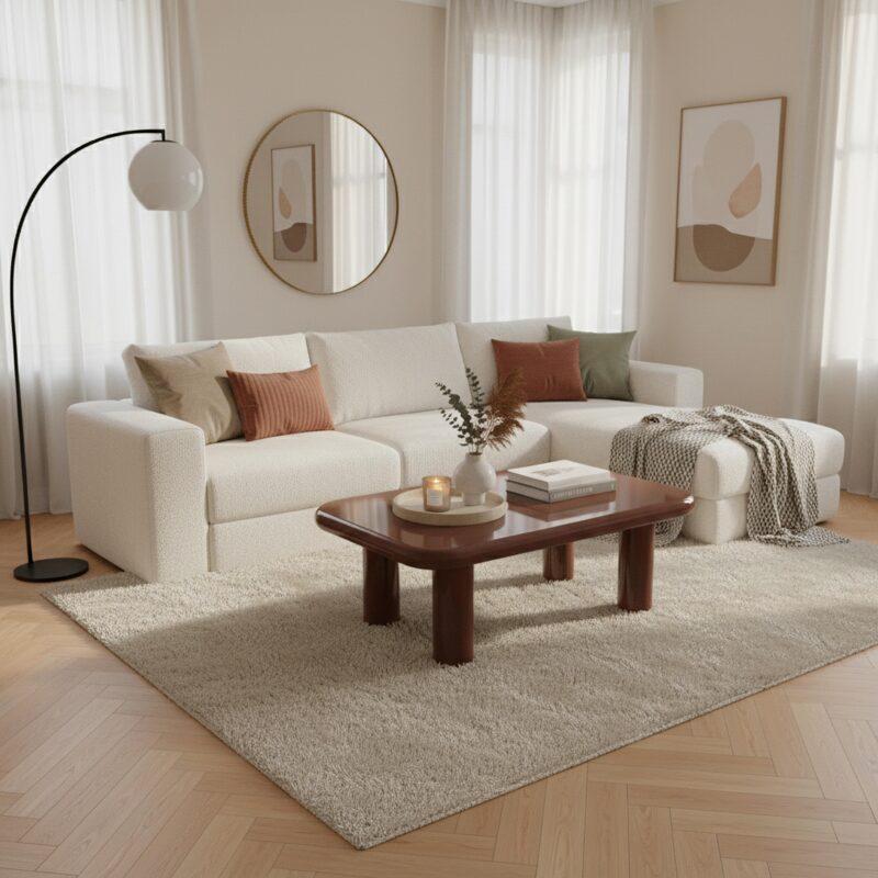 Tavolino da salotto effetto laccato rettangolare 100x60 cm stile retrò