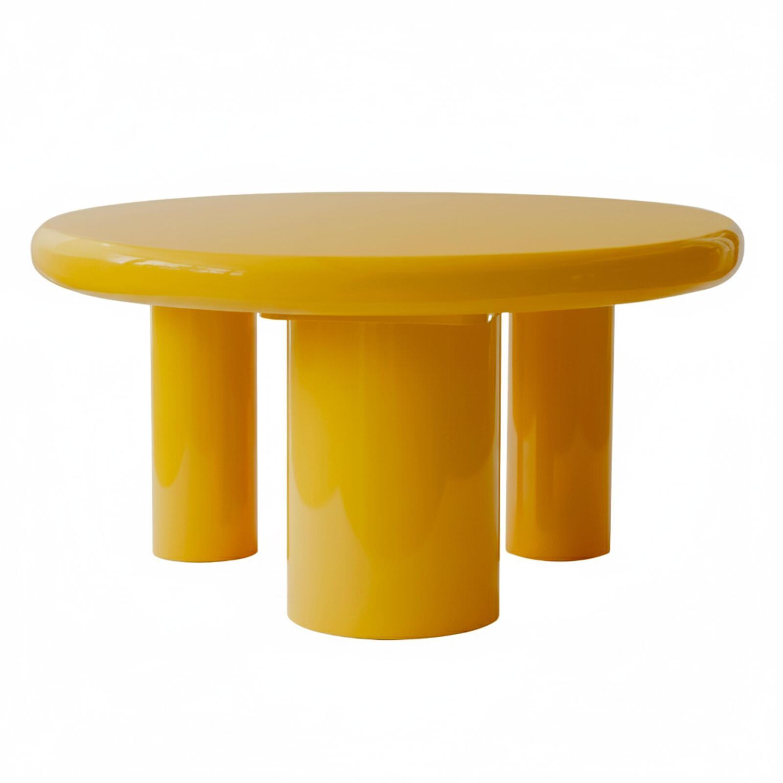 Tavolino da salotto effetto laccato rotondo Ø70 cm stile retrò