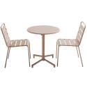 Tavolo da giardino bistrot rotonda inclnabile in metallo con piede incassato 70x70 cm e 2 sedie
