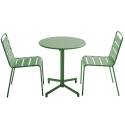 Tavolo da giardino bistrot rotonda inclnabile in metallo con piede incassato 70x70 cm e 2 sedie