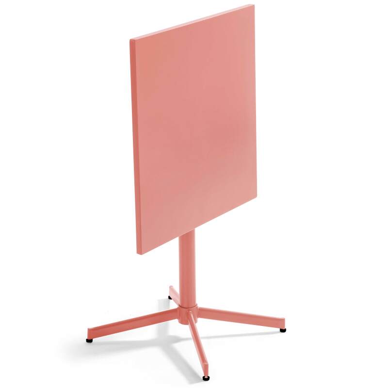 Tavolo da giardino bistrot quadrato pieghevole 70 x 70 cm in metallo e 2 sedie con braccioli