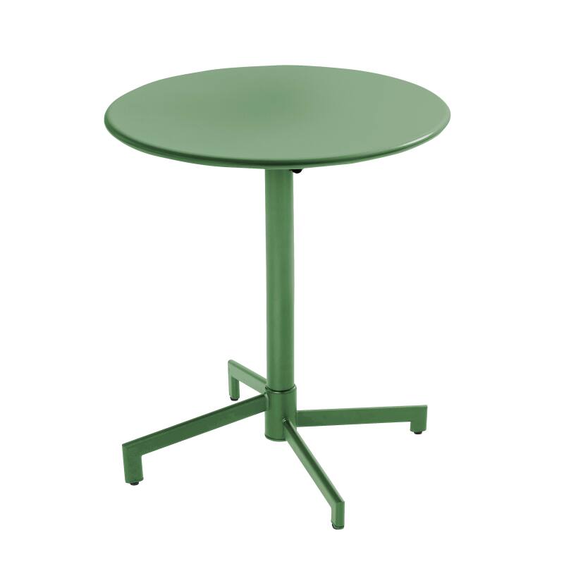 Tavolo da giardino bistrot rotonda inclnabile in metallo con piede incassato 70x70 cm e 2 sedie
