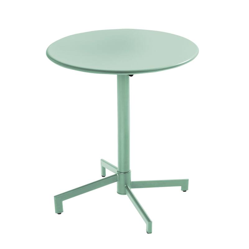 Tavolo da giardino bistrot rotonda inclnabile in metallo con piede incassato 70x70 cm e 2 sedie
