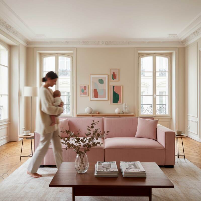 Divano 3 posti in velluto a coste con cuscini (6/7)