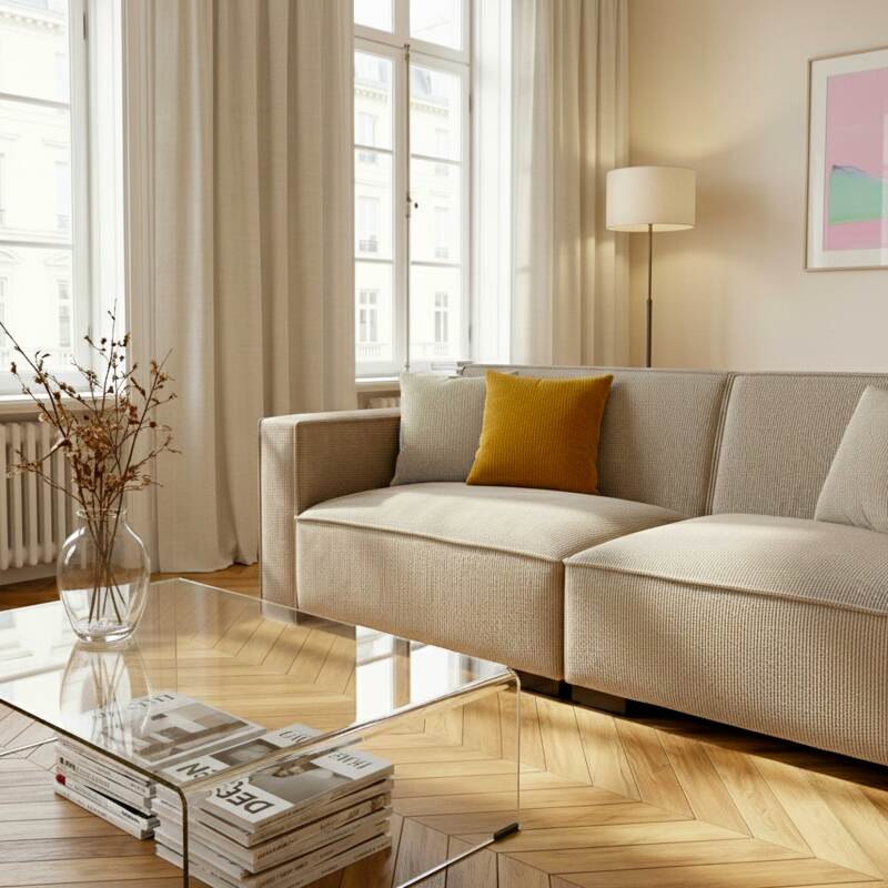 Divano 3 posti in velluto a coste con cuscini (2/8)