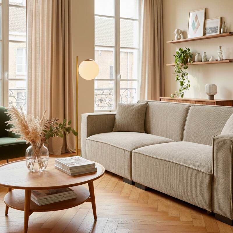 Divano 3 posti in velluto a coste con cuscini (7/8)