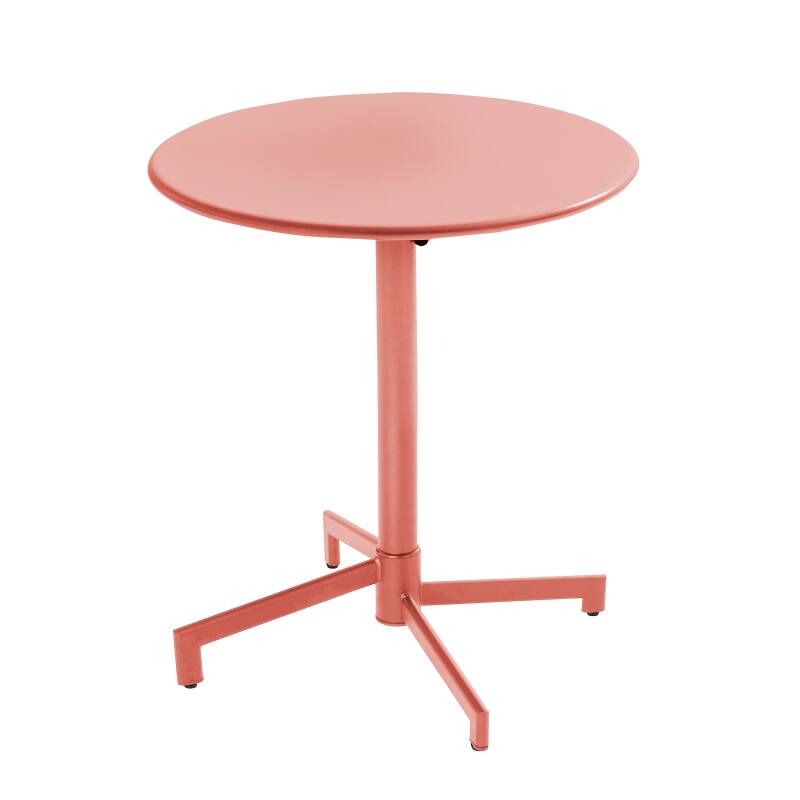 Tavolo da giardino bistrot rotonda inclinabile in metallo con piede incassato 70x70 cm e 2 sedie con braccioli (3/11)