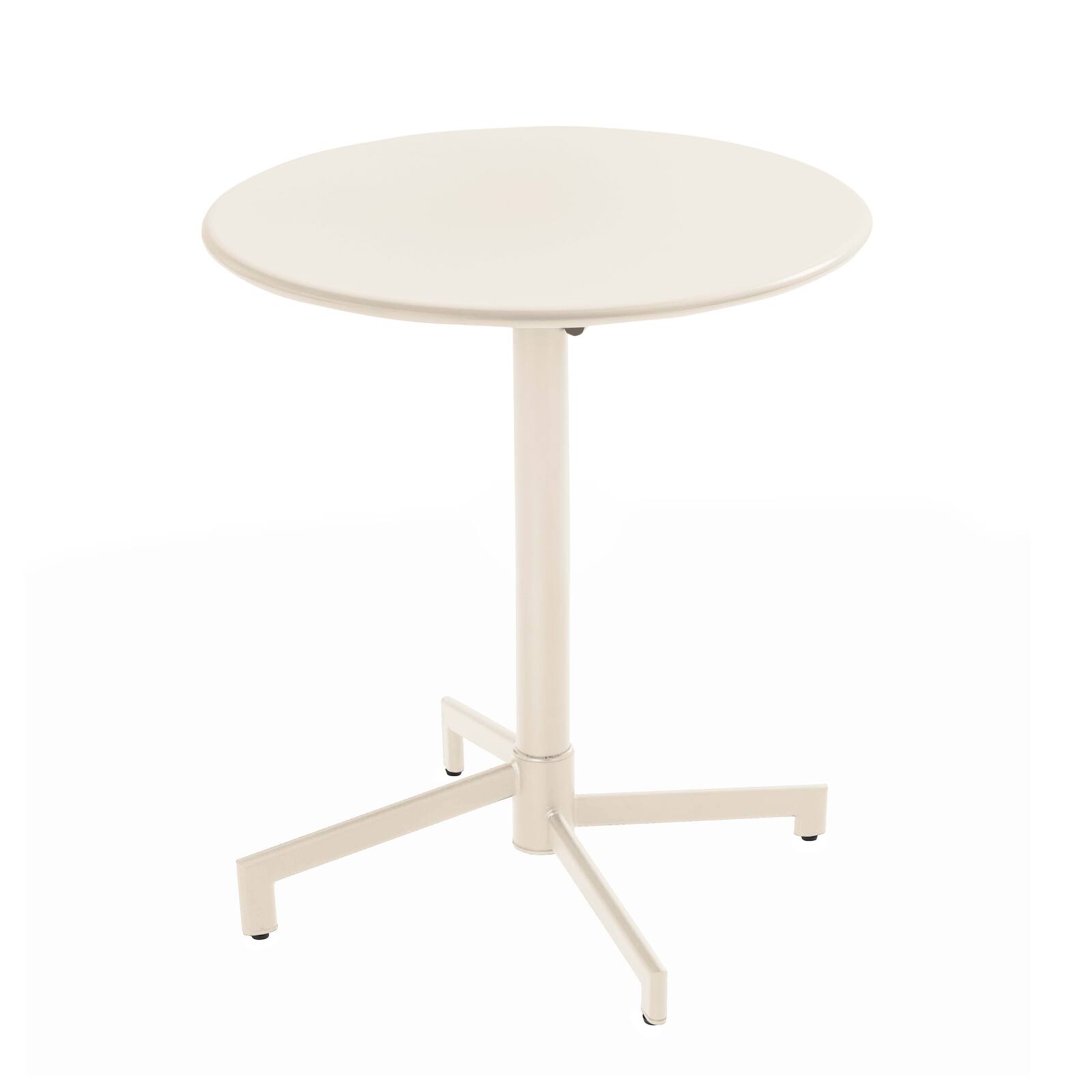 Tavolo da giardino bistrot rotonda inclinabile in metallo con piede incassato 70x70 cm e 2 sedie con braccioli